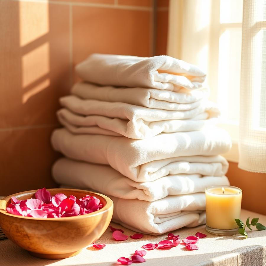 Soft folded linens and warm candlelight in the private North Branch waxing studio